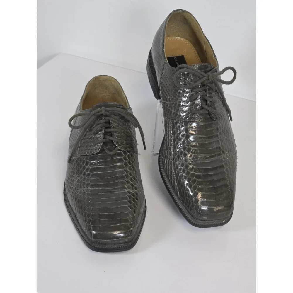 Genuine Snake Skin Shoes Mens 7 Giorgio Brutini Private Collection Gray‎ Oxford